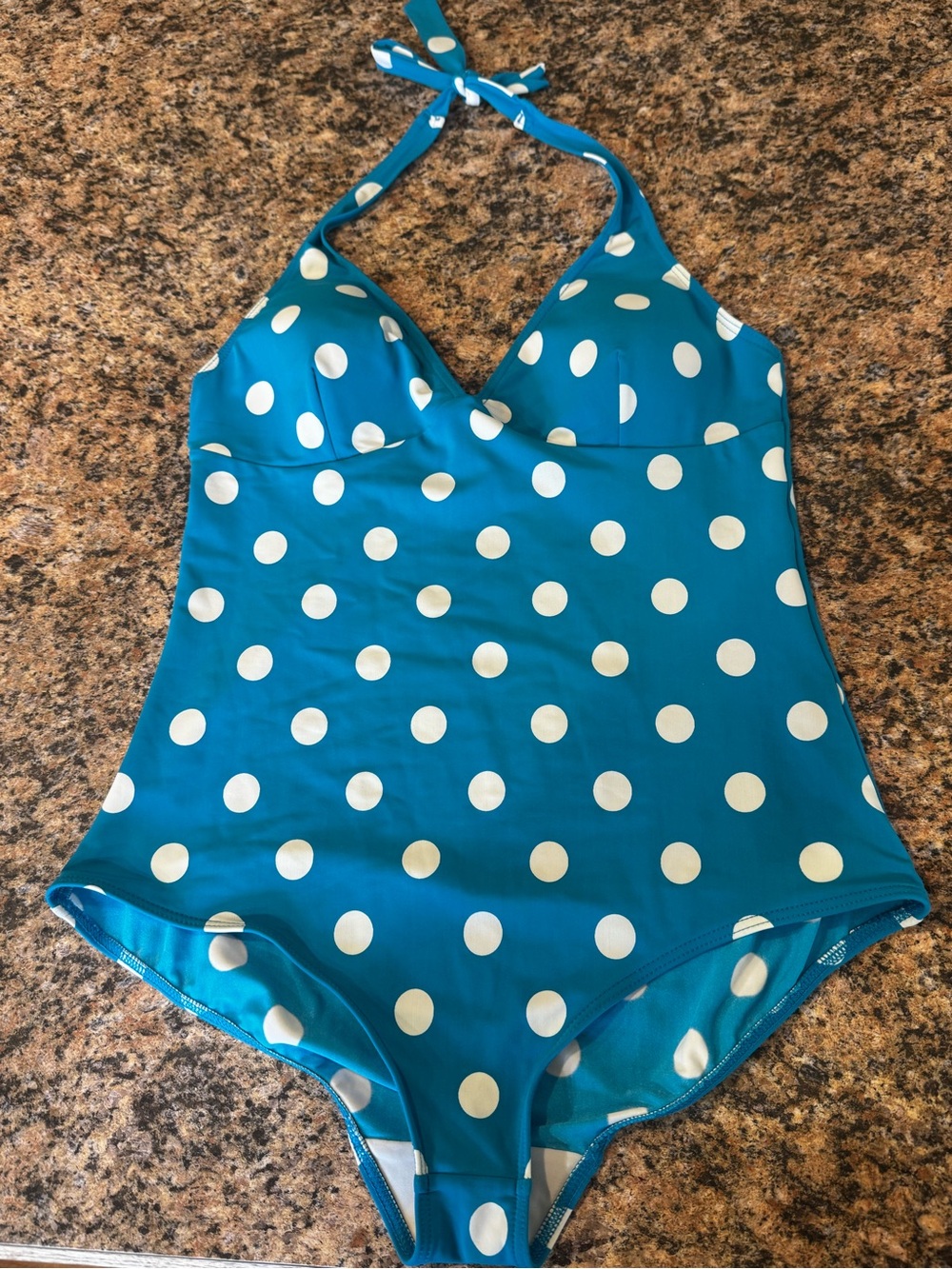 Boden Teal Blue Polka Dot One-Piece Swimsuit